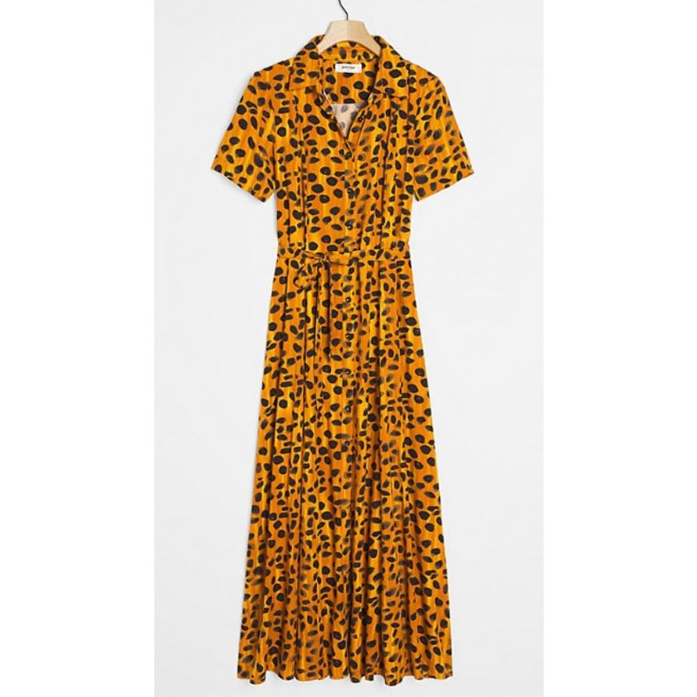 Anthropologie Porridge Vianne Maxi Shirt Dress Cheetah Animal Print Size 4 - Picture 3 of 6